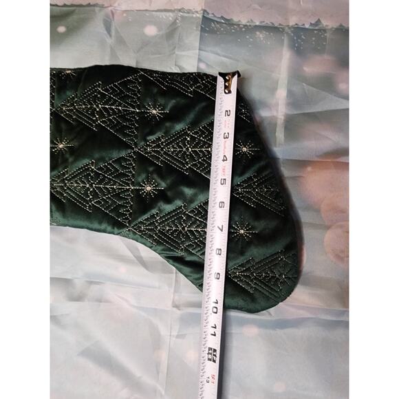 Tahari Home Green Trees Quilted Christmas Holiday Stocking 22" - Picture 6 of 7